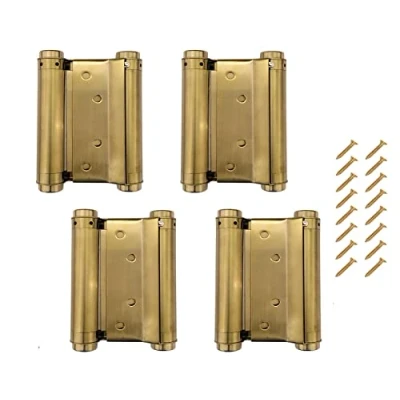 Image de Lot de 2 paires charnières porte en laiton double action acier inoxydable à fermeture automatique réglable 76 cm