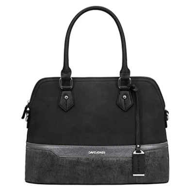 Image de David Jones Sac à Main Femme Bugatti Cabas Fourre Tout Bandes Cuir PU Multicolore Porté Epaule Bandoulière Tote Shopper Elégant Satchel Dame Mode Ville Chic Tendance Original Noir