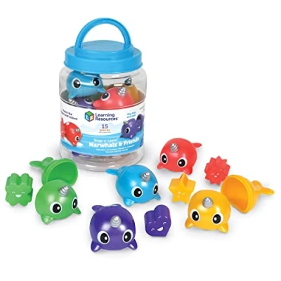 Image de Learning Resources Narvals &amp; co. Snap n Learn , jouets pour bébés et tout petits, activités d’apprentissage préscolaire, pédagogiques éducatifs, 15 pièces, à partir de 18 mois