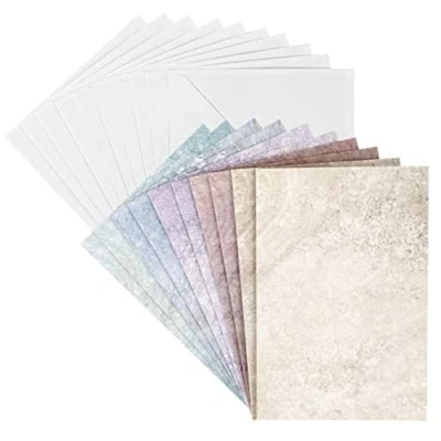 Image de Ideen mit Herz Lot de 10 cartes vœux avec enveloppes Blanches Multicolore Neutre Idéales pour les félicitations d&#039;anniversaire, mariage, etc. DIN B6 (aspect marbre)