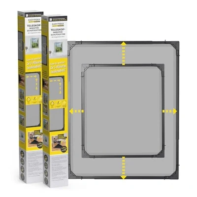 Image de EASYmaxx Insect Protect moustiquaire télescopique de fenêtre avec cadre prémonté extensible intégrée anthracite set 2 pièces