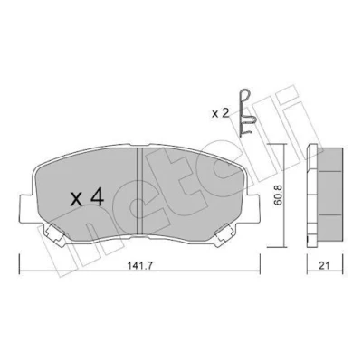 Image de METELLI 22 0969 1 Jeu de plaquettes frein avec indicateur d&#039;usure JEEP: Cherokee V