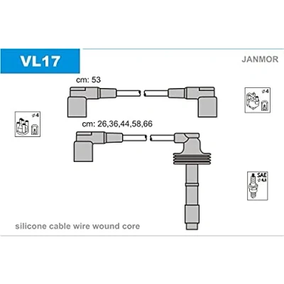Image de JANMOR VL17 Jeu De Fils d&#039;Allumage RENAULT: SAFRANE 2, VOLVO: 850 Break, Berline, C70 I Coupe