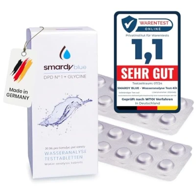 Image de smardy 40 Comprimés de Test Photomètre 20x DPD1 et Glycine pour Dioxyde Chlore, Brome