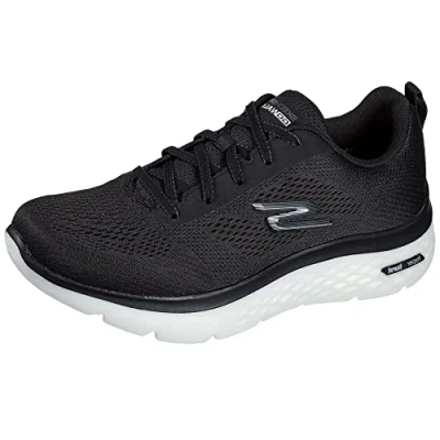 Image de Skechers Homme Go Walk Hyper Burst Basket, Textile Noir avec Bordure Synthétique Blanc, 42 EU