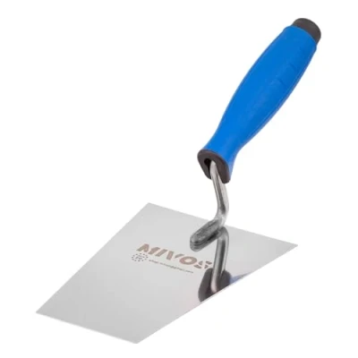 Image de Mivos Truelle de Maçon Trapézoïdale en Acier Inoxydable 160 x 75 mm Trapèze Spatule Plâtrier avec Poignée Caoutchouc Outil pour Travaux Maçonnerie Fabriqué UE