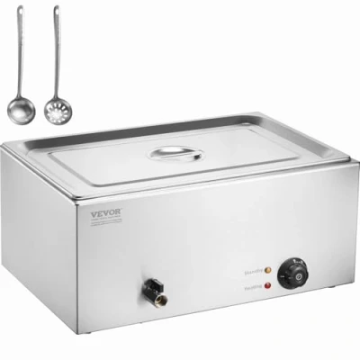 Image de VEVOR Chauffe Plat Buffet à 4 Bacs, Bain Marie Électrique 15,5 L 1200 W, Chauffant en Acier Inoxydable, Température Réglable 30 85 C, pour Réchauffer Les Aliments Restauration Soirée Fête