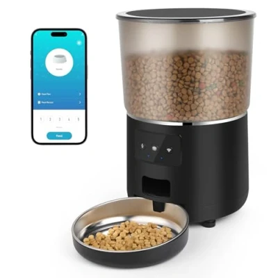 Image de Distributeur Croquettes Chat Automatique, Apritsce 4L Connecté App Gamelle 1 10 Repas par Jour de pour Petits Chiens