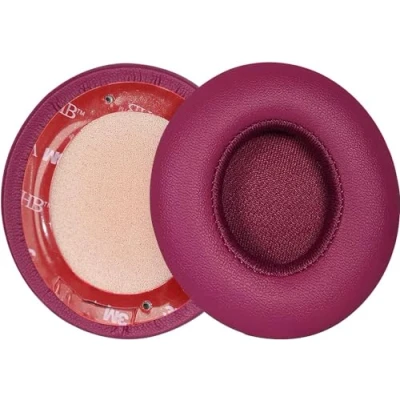 Image de Solo3 coussinets de rechange pour casque sans fil Beats Solo 2 et 3, en mousse à mémoire forme avec cuir protéiné souple (rouge brique)