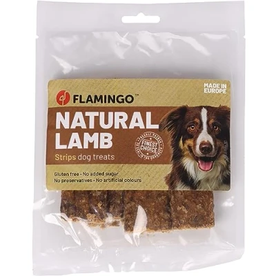 Image de Flamingo snack Nature Agneau LAMELLES Friandises Sans glutes sucres ajoutés colorants ni conservateurs produit d&#039;Europe