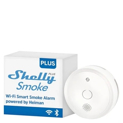 Image de Shelly Plus Smoke Alarm Détecteur de fumée connecté, Wi FI &amp; Bluetooth, Notification immédiate, Alarme Incendie sonore et Lumineuse, app iOS Android