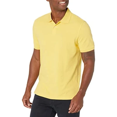 Image de Amazon Essentials Polo en Coton Piqué Coupe Ajustée Homme, Jaune, XXL