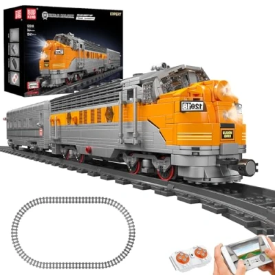 Image de Mould King 12018 Technologie télécommande Controlled USA EMD F7 WP Voiture à Moteur Combustion Interne Rail Train Lighting Block Kit LED 1541 pièces avec Transport Clamp
