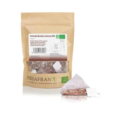 Image de FRISAFRAN thé Rooibos Bio en Pyramides 60 Unités 120g Infusion Nutritif Hydratant Antioxydant rafraîchissant rooïbos roibos vous perfusion sachets vitaminé sans caféine