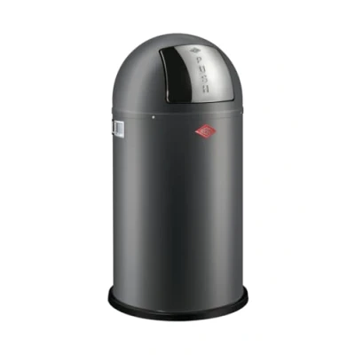 Image de WESCO Poubelle Pushboy de couleur graphite mat, tôle d&#039;acier revêtue par pulvérisation, volume 50 litres, grand rabat en acier inoxydable, récipient intérieur amovible