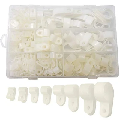 Image de CEEYSEE Lot de 160 clips serrage en nylon type R pour câble fixation à vis électrique avec 1/8&quot;, 3/16&quot;, 1/4&quot;, 5/16&quot;, 3/8&quot;, 1/2&quot;, 5/8&quot;, 3/4&quot; Blanc