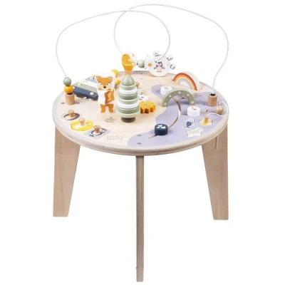 Image de Engelhart 640030 Table Multi Activités en Bois Jouet préscolaire avec boulier, Circuit, encastrement et Musique Dès 12 Mois
