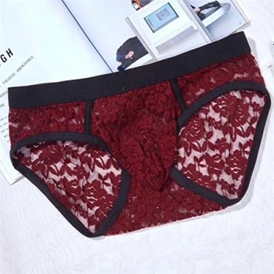Image de SARGE Hommes Slips Dentelle sous vêtements Masculins Sexy Lingerie Confortable imprimé Fleuri caleçons