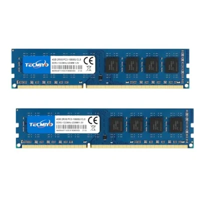 Image de TECMIYO 8GB Kit (2x4GB) DDR3 1333MHz PC3 10600 Unbuffered Non ECC CL9 2Rx8 1.5V Dual Rank 240 Pin UDIMM Bureau Mémoire RAM Module Upgrade