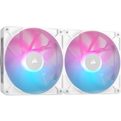 Image de CORSAIR iCUE Link RX140 RGB 140mm Ventilateurs PWM avec Hub Système Roulement à Dôme Magnétique Dual Pack Blanc