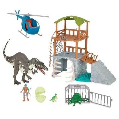 Image de Terra by Battat CF2010Z Jungle Expedition Big Playset Acrocanthosaure et hélicoptère électronique avec 2 Jouets Dinosaures Surprise pour Enfants à partir de 3 Ans (13 pièces)