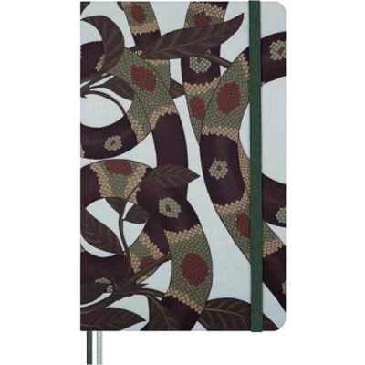 Image de Moleskine Carnet Année du Serpent, à Lignes avec Couverture Rigide en Tissu et Fermeture Élastique, Collection Design Fleurs, Format Large 13 x 21 cm