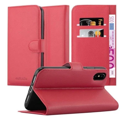 Image de Coque pour Apple iPhone XS MAX en ROUGE CERISE Housse de protection Étui avec fermeture magnétique, fonction support et compartiment carte Neuf