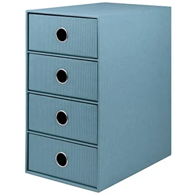 Image de Rössler Papier 1524452154 S.O.H.O. Boîte à 4 tiroirs pour DIN A5, avec trou de poignée, Denim, 250 x 175 320 mm, 1 pièce