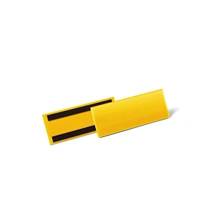 Image de Durable 175704 Lot de 50 Pochettes Logistiques Magnétiques pour Étiquettes 1/2 A5 Format Paysage (210 x 74 mm), Jaune