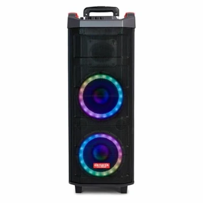 Image de Aiwa KBTUS 608 : système Audio TWS avec 600 W de Puissance et éclairage Frontal RVB (Bluetooth, Haut parleurs 8&quot; Technologie Hyperbass, 12 V, USB, Micro SD, Microphones Inclus). Couleur Noir.