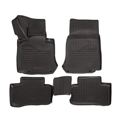 Image de Tapis de Sol en Caoutchouc TPE Toutes Saisones pour GLC X253 / C253 2016 2022, Système Fixation, Bord Haut, Noir, Antidérapant, Saisons