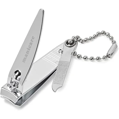 Image de Manicare Petit coupe ongles avec lime et chaîne en acier inoxydable pour une précise, idéal le sac à main ou les voyages, manucure pédicure, 5 cm de long, 2 mm largeur