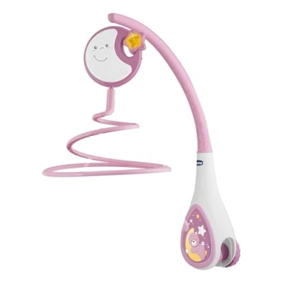 Image de Chicco Next2Dreams Mobile pour Lit Bébé avec Lumières et Musique 3 en 1 Compatible le Berceau Next2Me, Effets Sonores, Projecteur de Lumière Nocturne Douce 0 Mois +, Rose