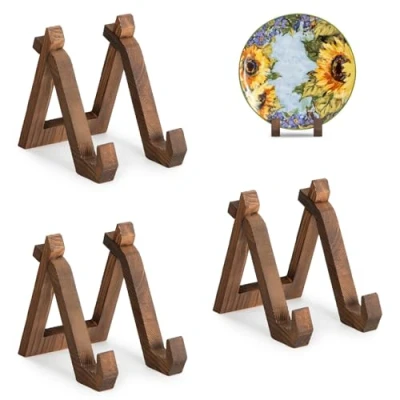 Image de ANBOXIT Support Assiette Decorative en Bois, Porte de Table, Presentoir Cadre Photo, Petit Chevale 15,2 cm (3 Pièces)