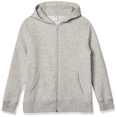 Image de Amazon Essentials Sweatshirts à Capuche en Polaire avec Fermeture Éclair Garçon, Gris Clair Chiné, 6 7 Ans