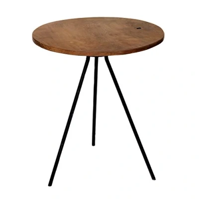Image de Brillibrum Design Table d&#039;appoint ronde en teck Fabriquée à la main café Ronde/presque Grand : 45 x 50 cm (H Ø