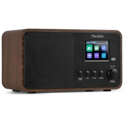 Image de Audizio Avio Radio DAB+ Bluetooth 5.0 Noyer, 20 Stations Enregistrables, Écran Couleur 2,4&quot;