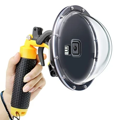 Image de GEPULY Port dôme pour GoPro Hero 8 noir, objectif avec boîtier étanche, déclencheur, poignée flottante 8, plongée tuba, photographie sous marine