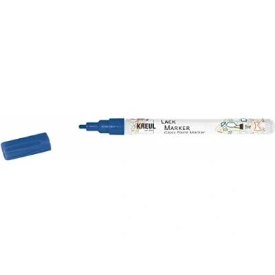 Image de KREUL 47213 Crayon laque fine bleu, avec pointe ogive épaisseur de trait 1 2 mm, pour créer, écrire et décorer des petits cadeaux originaux, cartes, etc.