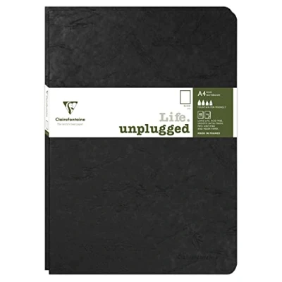 Image de Clairefontaine 733081C Collection Age Bag Lot de 2 Cahiers Agrafés Duo Noir A4 21x29,7 cm 96 Pages Unies Blanches Papier 90 g Couverture Carte Lustrée Grain Cuir
