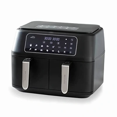 Image de Lacor 69508 Friteuse sans huile DuploAir, à air avec écran tactile, Panier double, Comprend Livre de recettes, 11 programmes, Fonction déshydratée, Antiadhésif, Grande capacité 9L, 2400 W