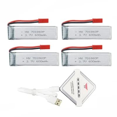 Image de 4PCS 3.7v 600mah Batterie au Lithium avec Chargeur de balance 4 en 1 pour UDI U815A U817 U817A U818A WLToys V929 V959 V969 V212 V222 Syma S032G télécommande Drone