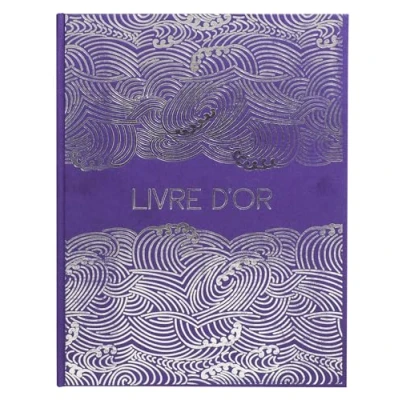 Image de Exacompta Réf. 47303E 1 LIVRE D&#039;OR JAPAN Grand format vertical 27 x 22 cm Couverture en papier effet textile Tranche argent avec inscription 100 pages blanches unies Violet