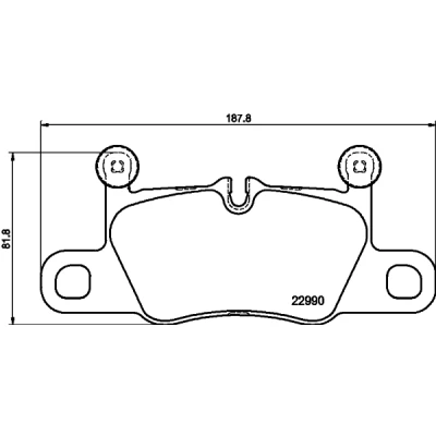 Image de HELLA 8DB 355 039 821 Jeu de plaquettes frein préparé pour indicateur d&#039;usure PORSCHE: Cayenne, Cayenne Coupe