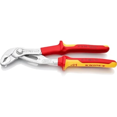 Image de Knipex Cobra® VDE Pince multiprise de pointe, isolée chromée, isolées par gaines bi matière, certifiées 250 mm (carte LS/blister) 87 26 SB