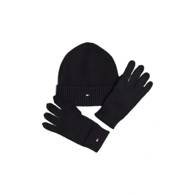 Image de Tommy Hilfiger FLAG Beanie &amp; Gloves Unisex SET Gants, Taille: One Size, Black