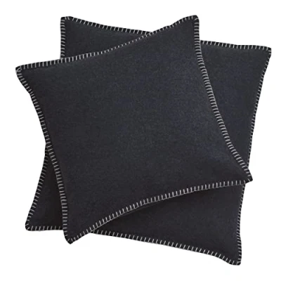 Image de David Fussenegger Sylt Housse de Coussin Unie avec Point décoratif, Coton, Anthracite, Baumwolle