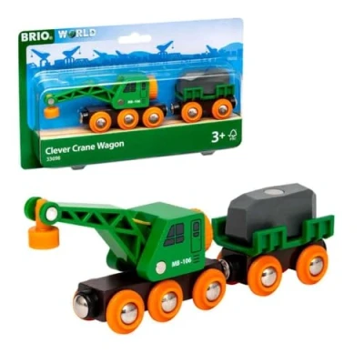Image de Brio World 33698 Wagon Grue ingénieux Accessoire pour Circuit de Train en Bois avec connexions aimantées Jouet garçons et Filles à partir 3 Ans
