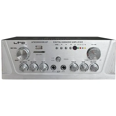 Image de LTC ATM2000USB BT Amplificateur stéréo de 2 x 50 W USB, SD et Bluetooth Silver
