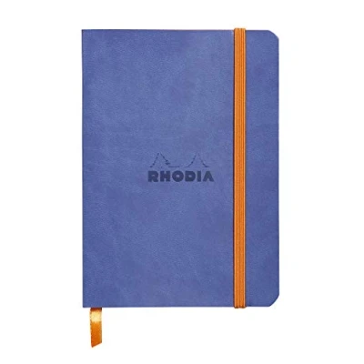 Image de RHODIA 117308C Carnet Souple Saphir A6 10,5 x 14,8 cm Ligné 144 pages Papier Clairefontaine Ivoire 90 g/m² Marque Page, Fermeture Élastique Couverture Simili Cuir